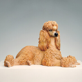 Jeff Koons, Poodle, 1991. Polychromed wood; 23 × 39 1⁄2 x 20 1⁄2 in. (58.4 × 100.3 × 52.1 cm). Whitney Museum of American Art, New York; promised gift of Thea Westreich Wagner and Ethan Wagner P. 2011.212. © Jeff Koons
