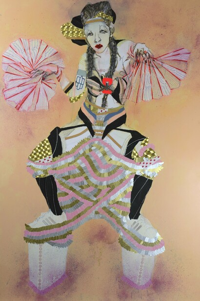 Rehab, 2014, tecnica mista su carta, 150 x 100 cm  