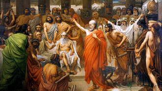 Sócrates según el artista belga Louis Joseph Lebrun, 1867