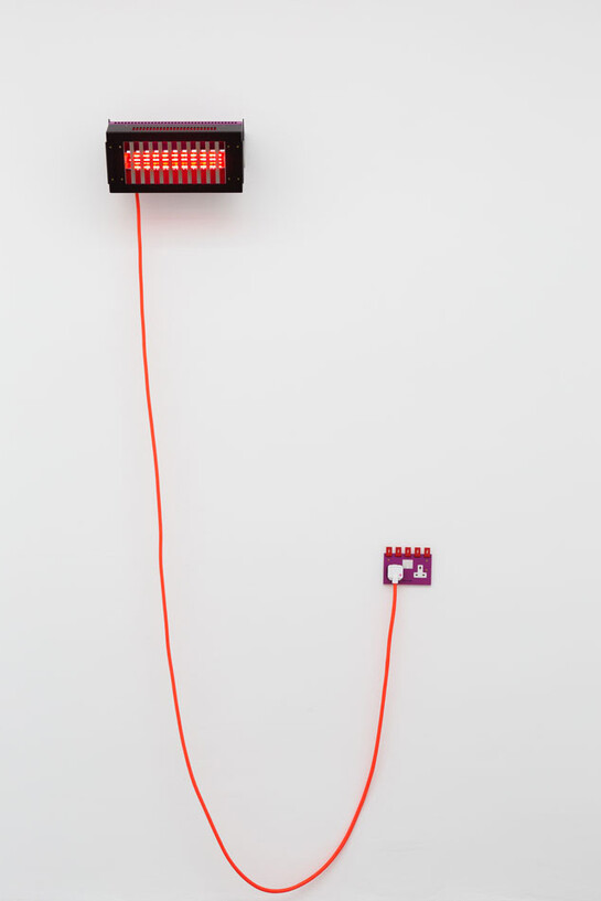 Natalie Dray, Infrared Fuchsia, 2015, Lamp holder, Ruby Jacketed Lamp,Ceramic Connector,1.5mm 3 core butyl flex, M20 Cable Gland, Rugged Plug Top, Powder coated Steel, Stainless steel + universal burning position, 1500W Face-Lift Contactum V1, 2015, 2 Gang Double Switched Socket, Aluminium, Brass, Steel, Powder Coat + 2 pole and thermoset + 25 year guarantee, replaceable, 220-250V Cool Neutral, 2015, 5 Bladed Dynamic Aluminium Fan, Multifit Motor, 3 core 1mm Flex, Rugged Plug Top, Powder Coated Steel + extended life, 1300rpm 10W / 50Hz. Image courtesy the artist and Cell Project Space, London. Photo: Mariell Amélie