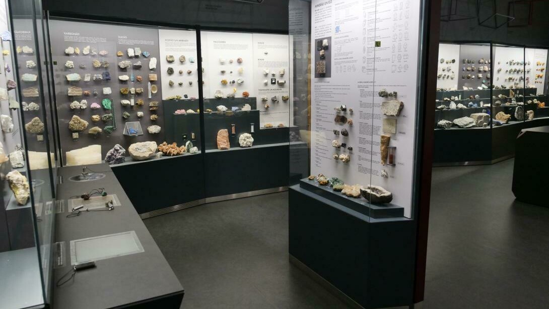 Mineralogy, exhibition view. Courtesy of the Latvian National Museum of Natural History
