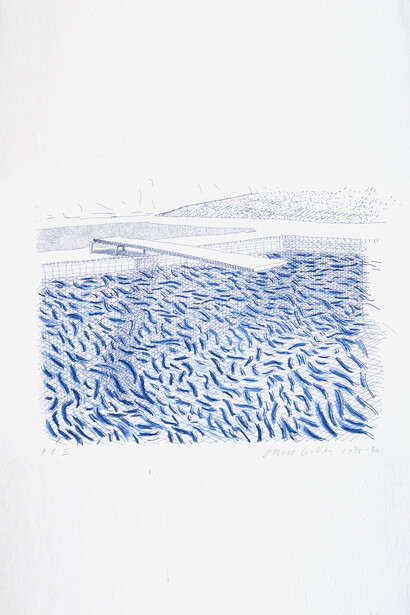 David Hockney, Lithographic Water Made of Lines and Crayon (Pool II-B), 1978-1980, © David Hockney 