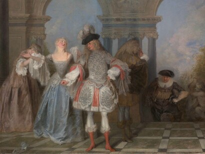 Antoine Watteau, Die französischen Komödianten, 1721, Öl auf Leinwand, The Metropolitan Museum of Art