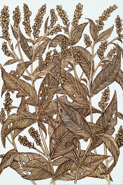 Margot Glass, Lady's thumb with gold (detail), 2026. Courtesy of Kenise Barnes Fine Art