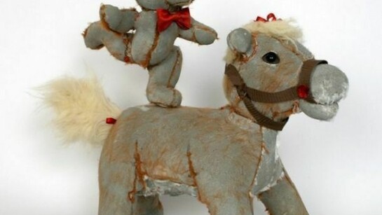 Ross Bonfanti Circus Act, 2013 Concrete, toy parts, steel 22 x 22 x 10 inches