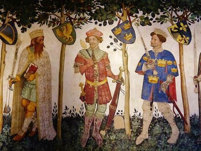 Ciclo di affreschi "I Prodi e le Eroine", sala baronale, Castello della Manta, Manta, provincia di Cuneo, Italia