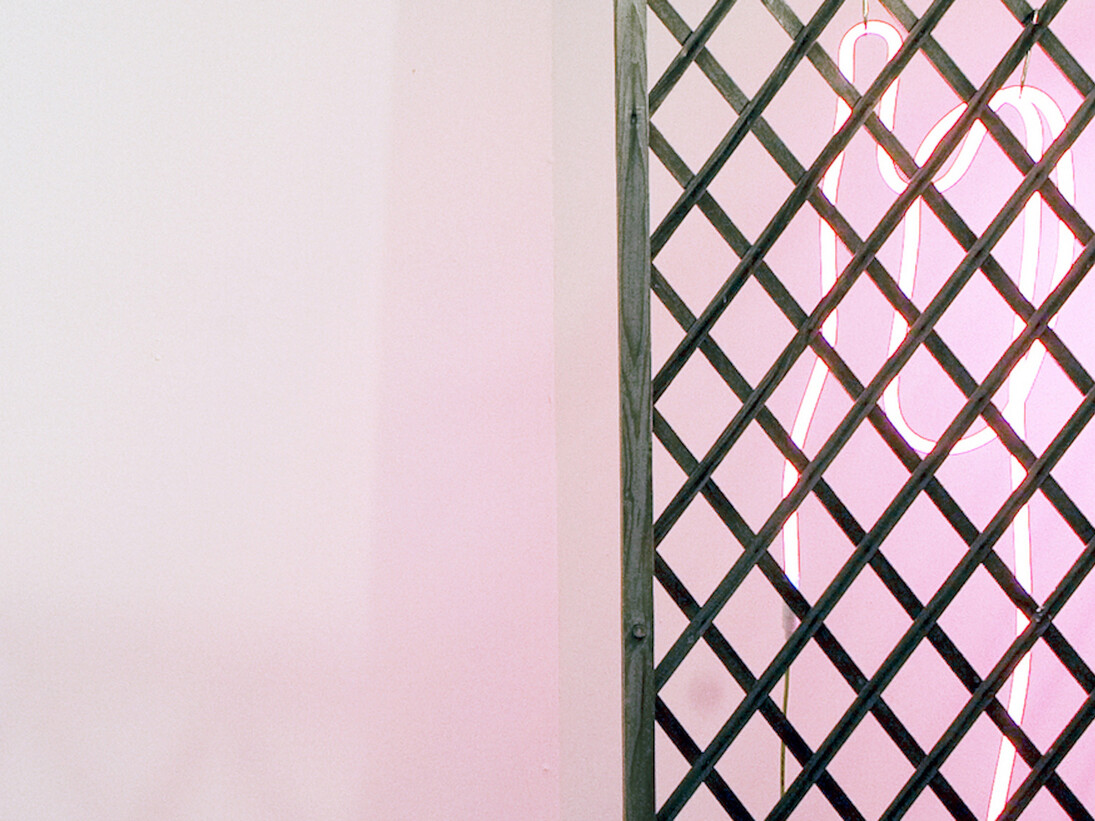 01, Clare Kenny, Give em enough rope (detail), 2011. Neon light, found fence panel; 98 x 200 x 15 cm. Courtesy of Vitrine

