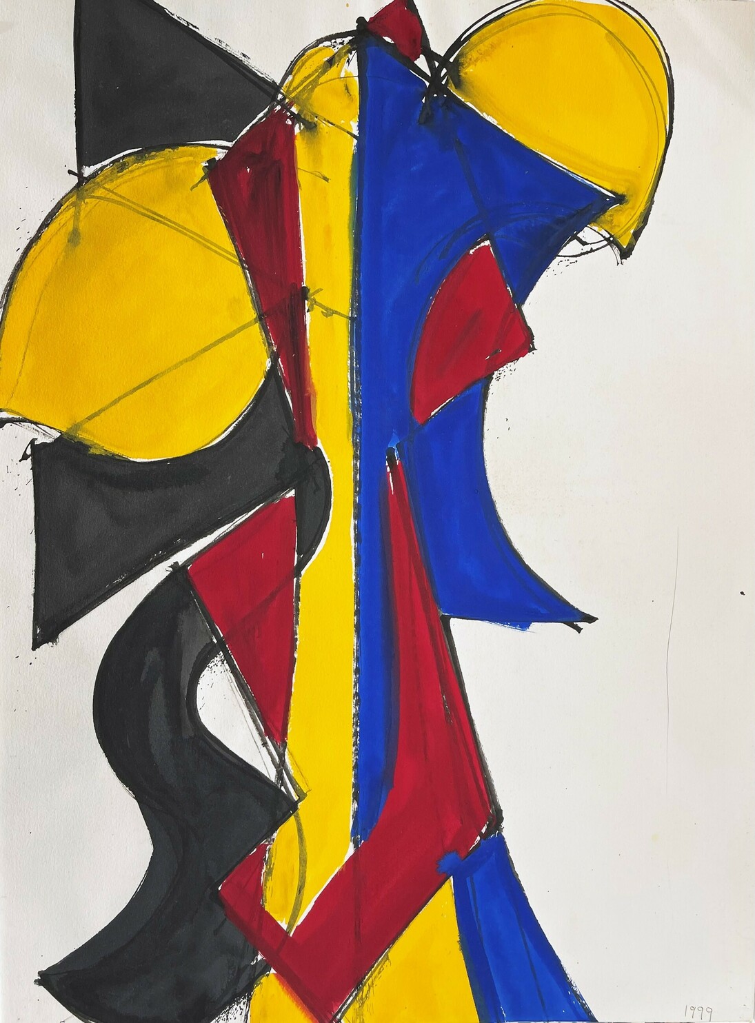 David Hayes, Study for vertical motif, gouache on paper, 30x22.25 in