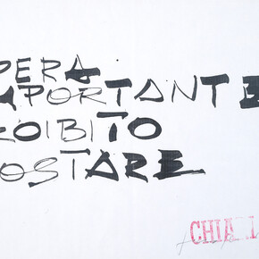 Giuseppe Chiari, Opera importante, 1990. Ink on paper, cm 30 x 42 / in 11.8 x 16.5. Courtesy Tornabuoni Art 