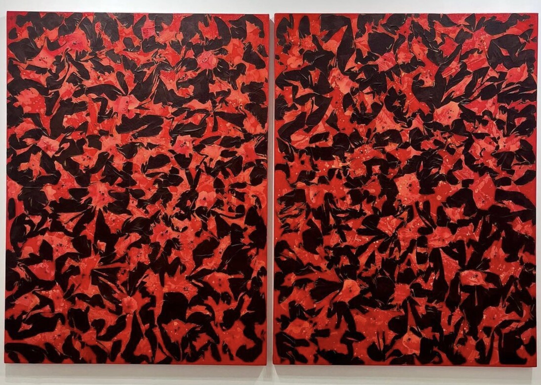 "Flame-Embracing Nature, No. 2206-3" & "Flame-Embracing Nature, No. 2206-4", 2022, Korean Paper (Hanji), Mixed Media