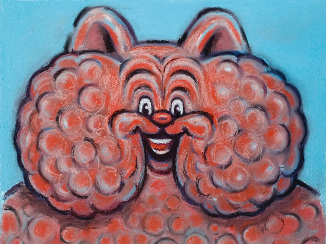 "Gros matou", 2015, pastels secs sur papier, 42x56 cm, courtesy of galerie Anne Barrault
