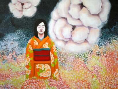 Arlette Zurbuchen, Fukushima, Acrylic on Canvas, 31.5" x 47"