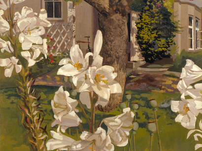 Madonna Lilies, Cookham, 1935. Lent to the Stanley Spencer Gallery by Leeds Art Fund (Leeds Art Gallery) © The Estate of Stanley Spencer, All Rights Reserved, 2015 / Bridgeman Art Library
