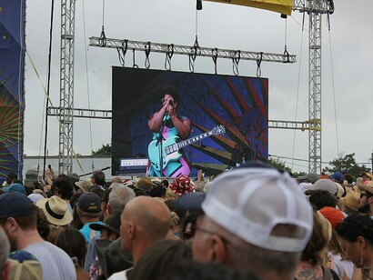 A lively crowd enjoying the music and atmosphere at the New Orleans Jazz Fest 2017, USA