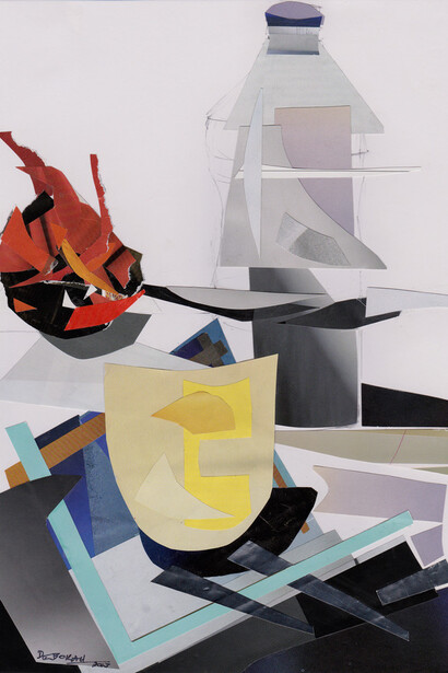 Deborah Ann, Still Life With Water Bottle, Mounted Collage, 297 x 210 mm, Courtesy of The Other Art Fair