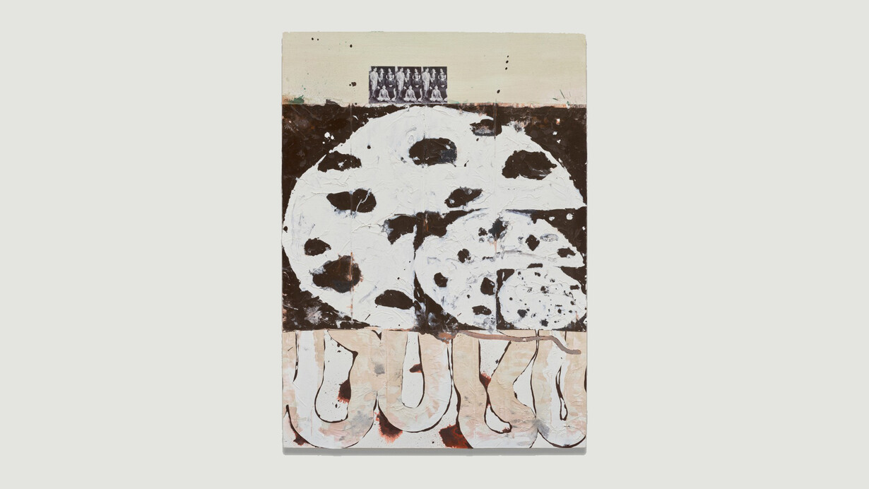 Shane Tolbert, Your Generation, 2020. Acrylic, ink, and collage on canvas, 66 x 48 inches. Courtesy of McClain Gallery