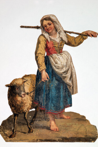 Francesco Londonio, Presepe, Contadinella con pecora, cm 37,8 x 29,8