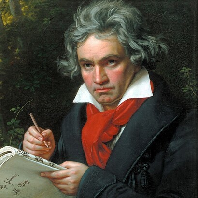 Joseph Karl Stieler, Ritratto di Beethoven con la partitura per la Missa Solemnis,1820. Beethoven ha gettato le basi per il passaggio dal classicismo al romanticismo, influenzando generazioni di musicisti dopo di lui