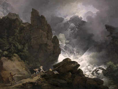 Philip James de Loutherbourg; Avalancha en los Alpes, 1803 (detalle)