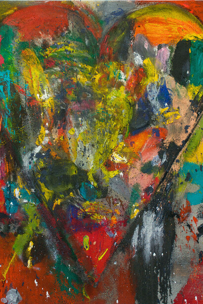 Jim Dine, Extra Blue Colle, 2014, acrylique, sable et fusain sur toile, 152,5 x 122 cm, Courtesy Galerie Daniel Templon, Paris & Brussels