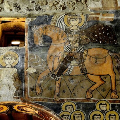 Affreschi all'interno della chiesa del Monastero di San Mosè l'Abissino, VI-XII secolo. Mar Musa nei pressi di al-Nabk, Siria