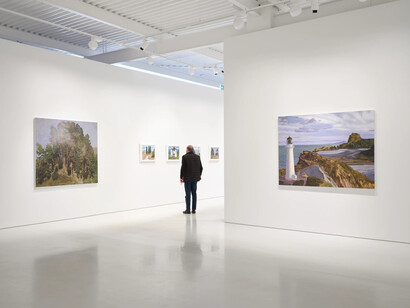 Dick Frizzell, The weight of the world, exhibition view. Courtesy of Gow Langsford Gallery