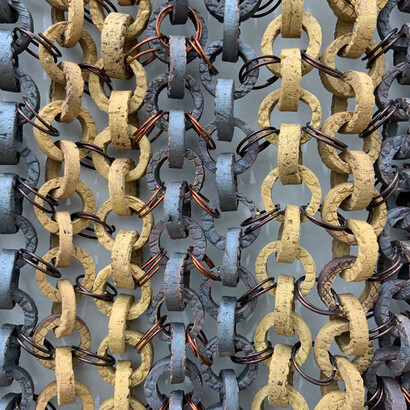 Ozioma Onuzulike, Skirt-Armour with Waist Gather, detail, 2023. Courtesy the artist and Marc Straus, NYC