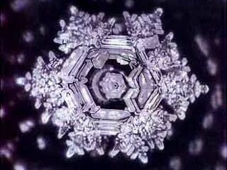 Un fiocco di neve alla lente di ingrandimento