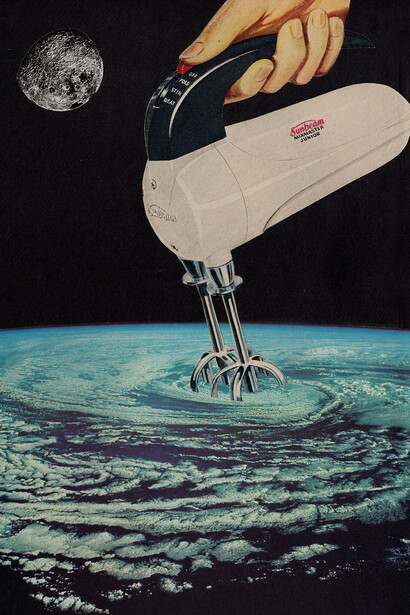 Joe Webb, Stirring Up A Storm, Original Collage, 21 x 33.5 cm
