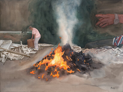 Liu Sheng. Xisan  14 纸本水彩 watercolor on paper 56×75 cm, 2018