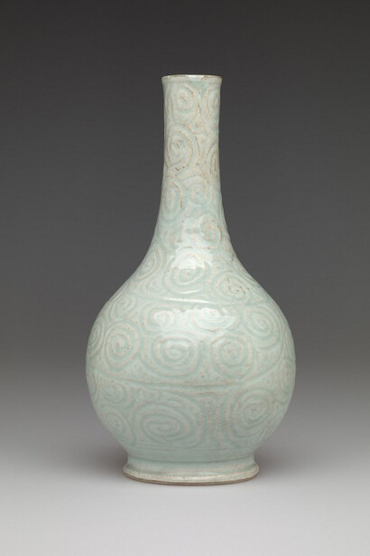 Unknown artist, Chinese, Bottle with Swirl Designs, 12th Century, Porcelain with glaze
31.6 x 15 cm (12 7/16 x 5 7/8 inches)
Museum Works of Art Fund 43.186