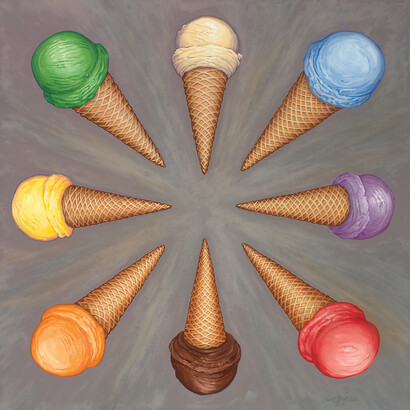 Kent Christensen, Tantric Cones, 2015, Oil on linen, 36 x 36 in / 92 x 92 cm, courtesy of Eleven, London
