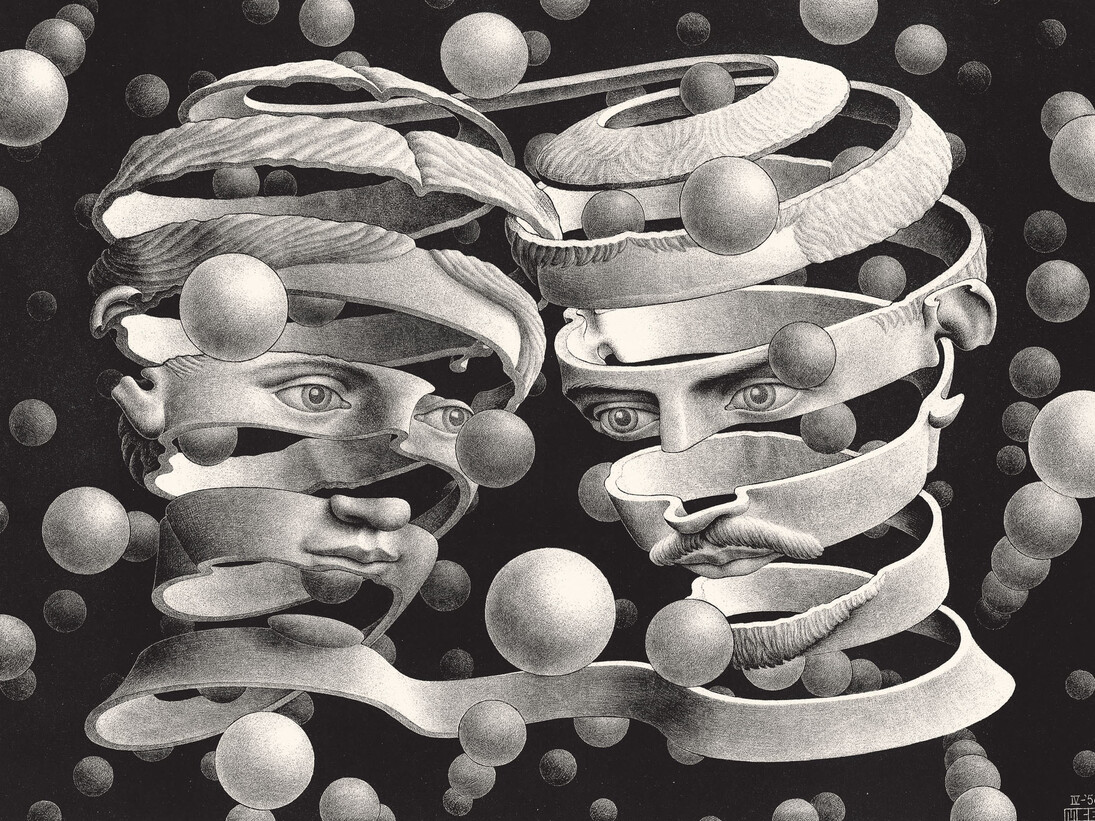 Maurits Cornelis Escher, Vincolo d’unione 1956 litografia cm 25,3 x 33,9 Collezione Federico Giudiceandrea. All M.C. Escher works © 2014 The
M.C. Escher Company. All rights reserved