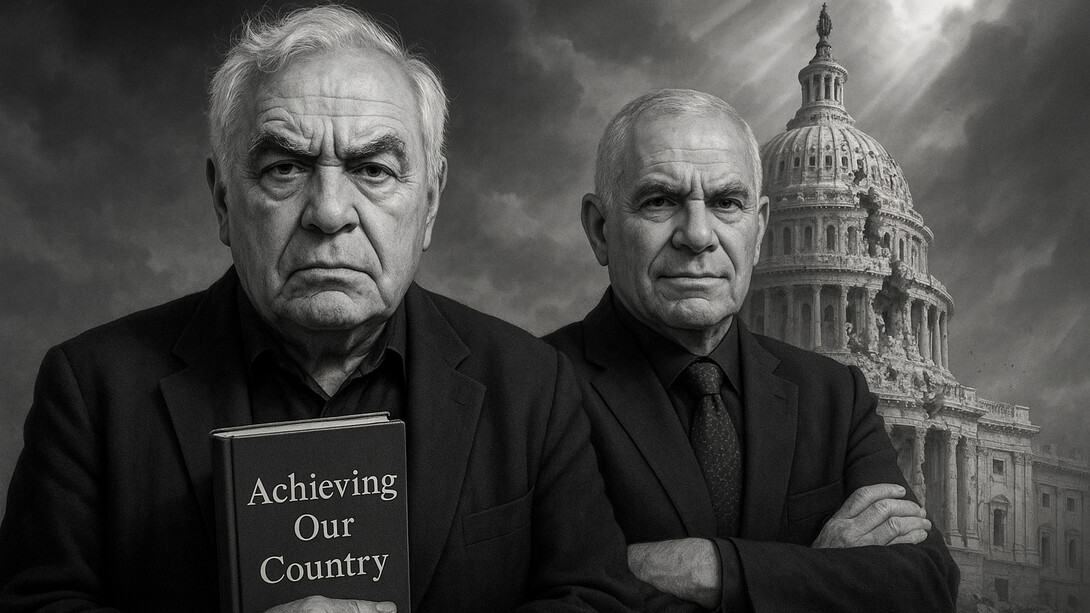 AI-created image of Richard Rorty and Edward Luttwak in front of the US Capitol
