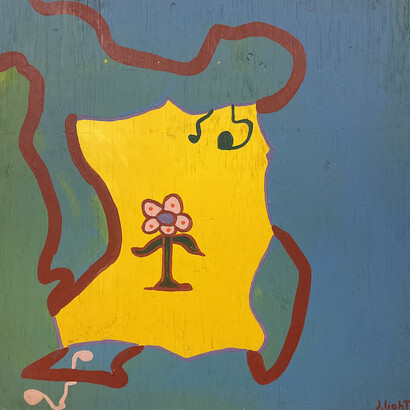 Joe Light, Happy Flower, 1988, enamel on plywood, 47 1/4x48x3/8 inches (120x121.9x1 centimeters). © 2023 Estate of Joe Light/ Artists Rights Society (ARS), New York