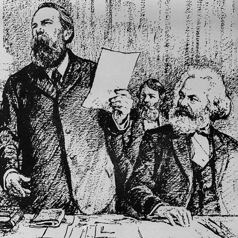 Friedrich Engels y Karl Marx en el Congreso de La Haya (1872)