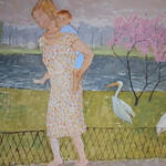 William Graham, Child on Back of Lady with Pelicans