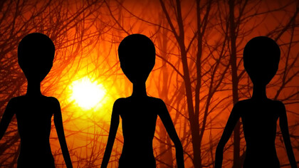 Three alien silhouettes