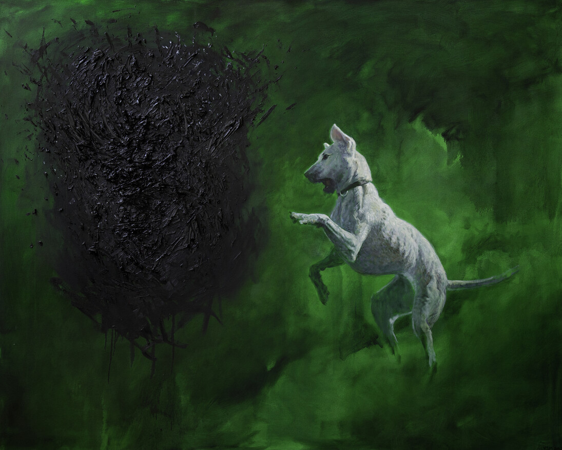 Virginia MacKenny, ‘Dancing with Doubt’, 2016-2017, oil on acrylic on canvas, 160 x 200 cm. Courtesy of Barnard Gallery 