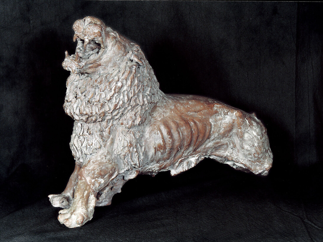 Antonio Ligabue, Leone ruggente, terracotta, 1936, 35 x 44 x 17 cm