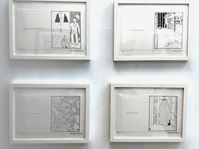 Drawings by Ambre Kelly, Words by Andrew Gori, Exhibition View, Holy Fame. Courtesy of Space 776 Gallery