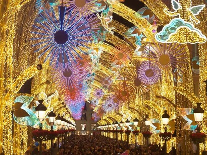 Las tradicionales luces navideñas en la Calle Larios, Málaga, España