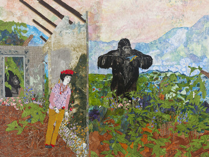 Maria Berrio. The Waltz (2016), collage w/ Japanese paper on canvas, 60” x 72”

