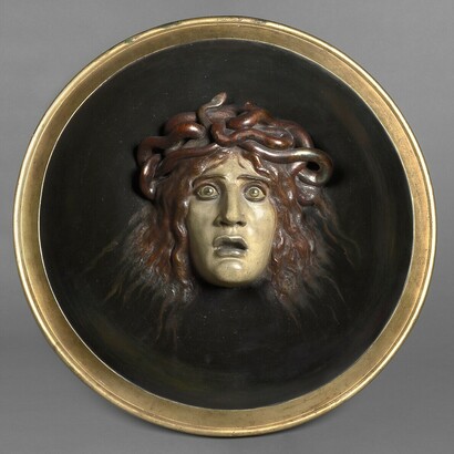 Arnold Böcklin, Schild mit dem Haupt der Medusa (Bouclier avec le visage de Méduse), 1897. Mit freundlicher genehmigung der Hamburger Kunsthalle