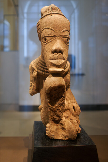 Terracotta figurine from the Nok Culture of southern West Africa, dating between 500 BCE and 200 CE. Currently housed in the Louvre Museum, Paris