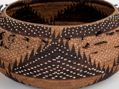 Pomo basket, ca. 19th century, woven vegetable fibers Texas Archaeological Research Laboratory