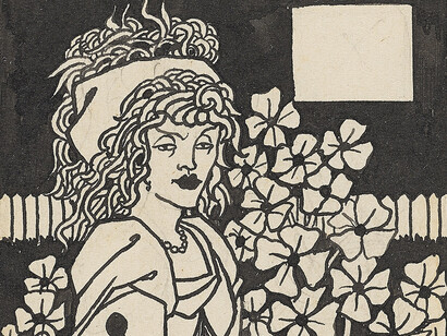 Aubrey Beardsley, Une femme avec des boucles de Méduse dans un jardin, 1893. Avec l'aimable autorisation de la Galerie nationale du Canada