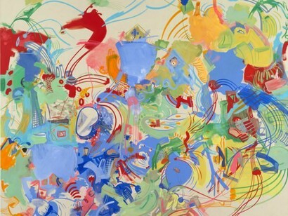 Sue Williams, Ministry of Hate, 2013, Oil and acrylic on canvas, 72 x 84 inches (182.9 x 213.4 cm), Signed, title and date on verso. Courtesy 303 Gallery, New York