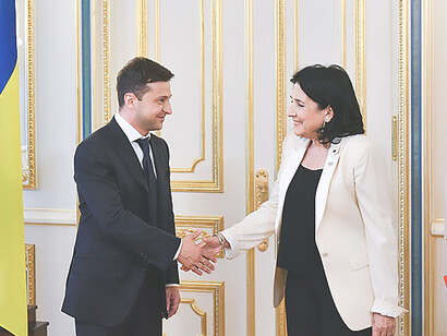 Volodymyr Zelensky with Salome Zourabichvili, 2019