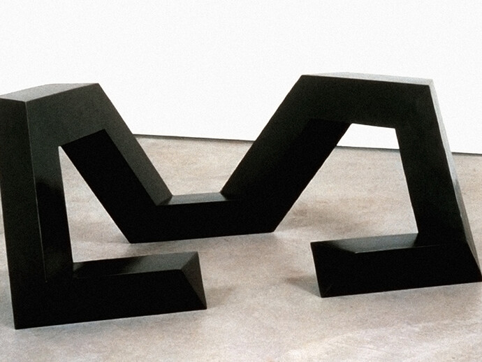 Tony Smith, The Fourth Sign, 1974, Cast bronze, black patina, 22 1/2 x 55 1/2 x 38 in. / 57 x 141 x 96 cm, © Tony Smith, Courtesy Timothy Taylor Gallery, London and Matthew Marks Gallery, New York